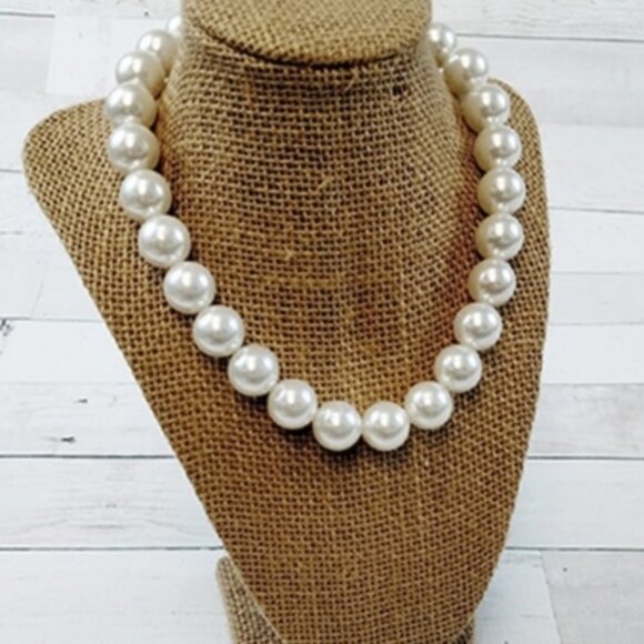 12mm Large White Glass Pearl choker necklace Tahitian South Sea - Picture 1 of 10